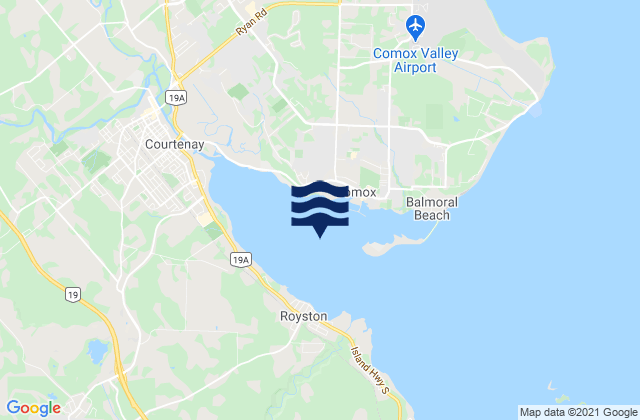 Mappa delle maree di Comox Harbour, Canada