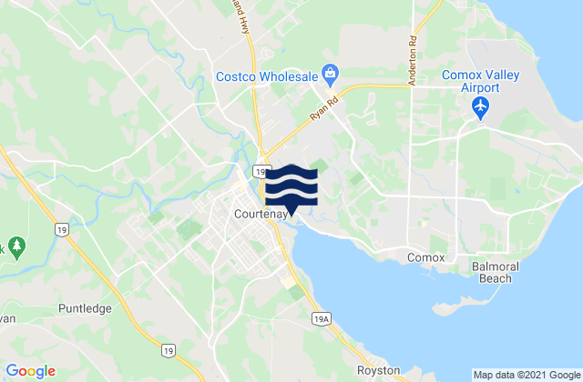 Mappa delle maree di Comox Valley Regional District, Canada
