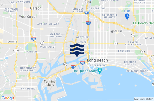 Mappa delle maree di Compton, United States