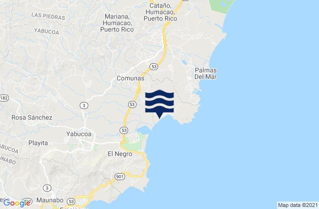 Mappa delle maree di Comunas, Puerto Rico