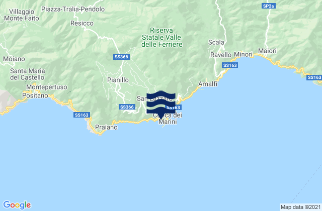 Mappa delle maree di Conca dei Marini, Italy
