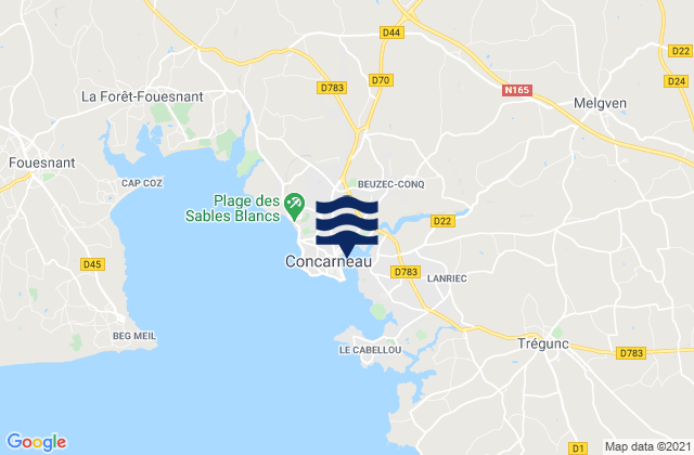 Mappa delle maree di Concarneau, France