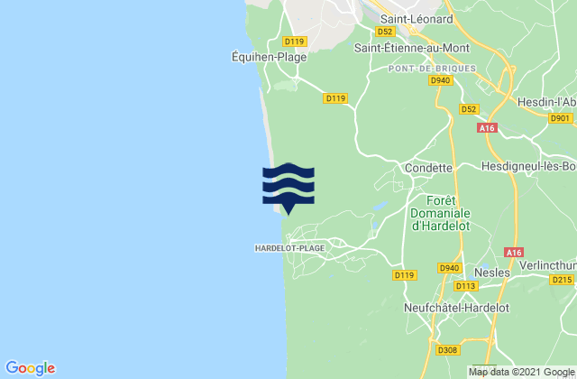 Mappa delle maree di Condette, France