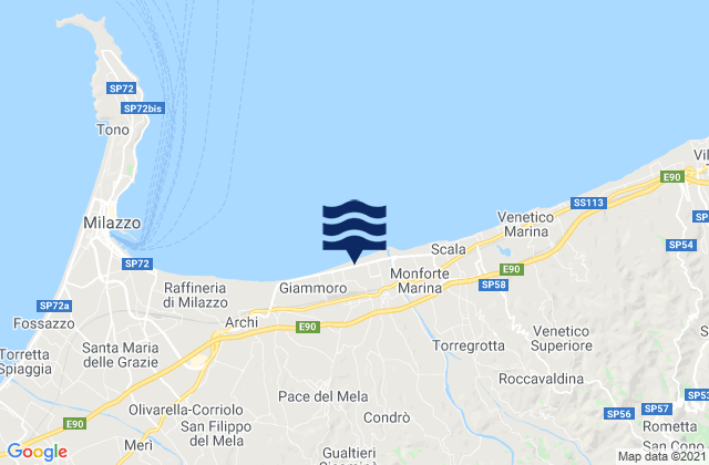 Mappa delle maree di Condrò, Italy