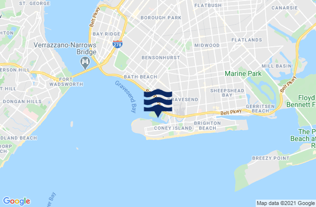 Mappa delle maree di Coney Island, United States