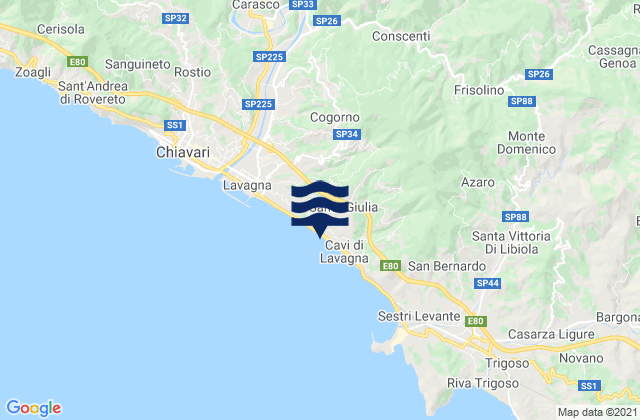 Mappa delle maree di Conscenti, Italy