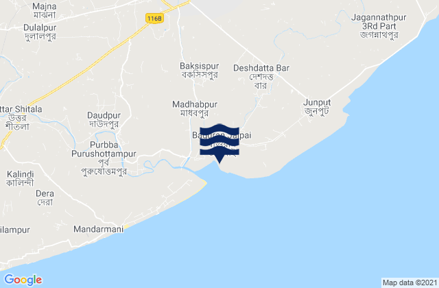 Mappa delle maree di Contai, India