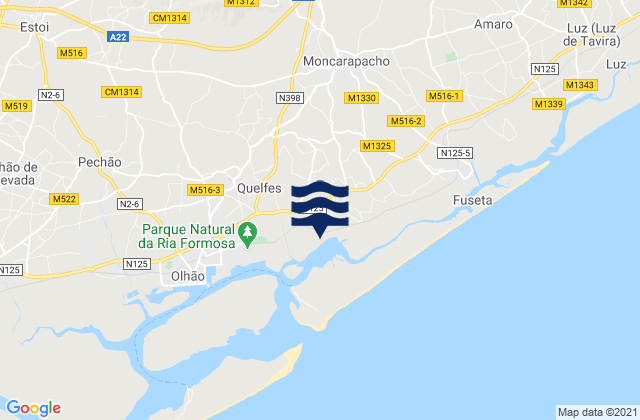 Mappa delle maree di Contreira, Portugal