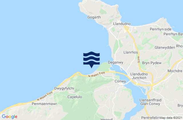 Mappa delle maree di Conwy Morfa Beach, United Kingdom