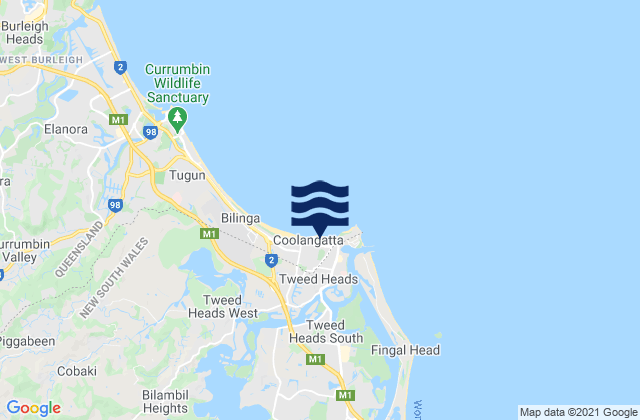 Mappa delle maree di Coolangatta Beach, Australia