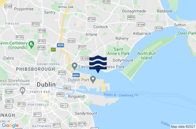 Mappa delle maree di Coolock, Ireland