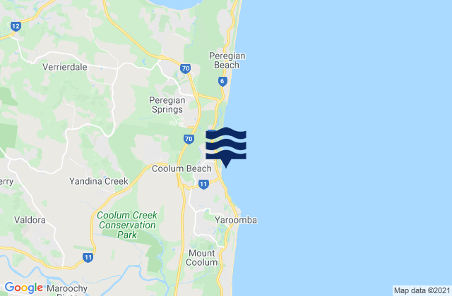 Mappa delle maree di Coolum Beach, Australia