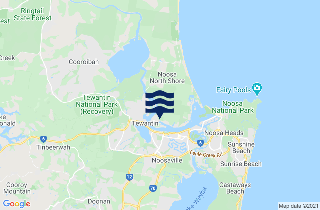 Mappa delle maree di Cooroibah, Australia