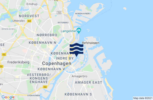 Mappa delle maree di Copenhagen Port, Denmark