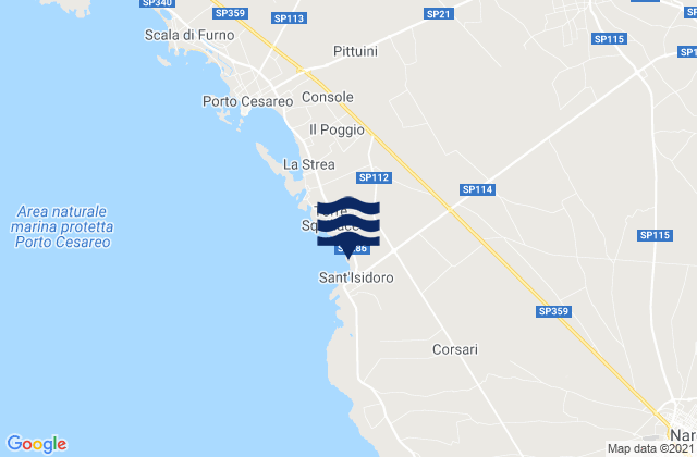 Mappa delle maree di Copertino, Italy