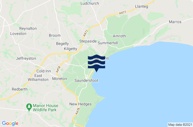 Mappa delle maree di Coppet Hall Beach, United Kingdom