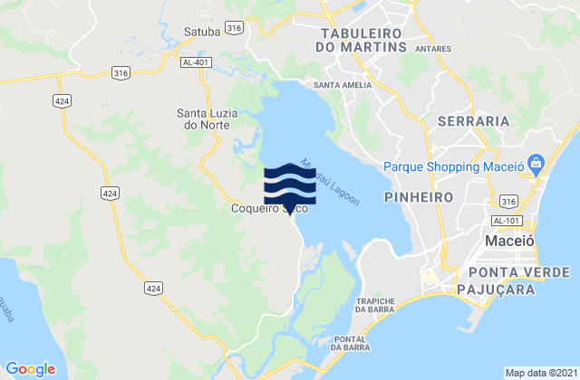 Mappa delle maree di Coqueiro Seco, Brazil