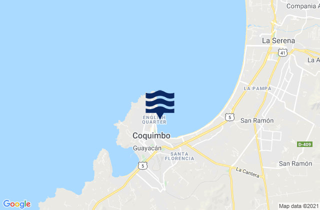 Mappa delle maree di Coquimbo, Chile