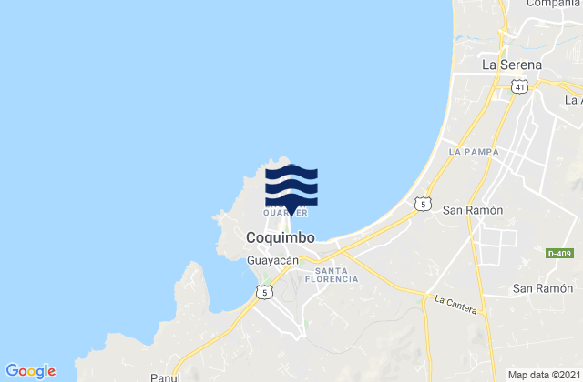Mappa delle maree di Coquimbo, Chile
