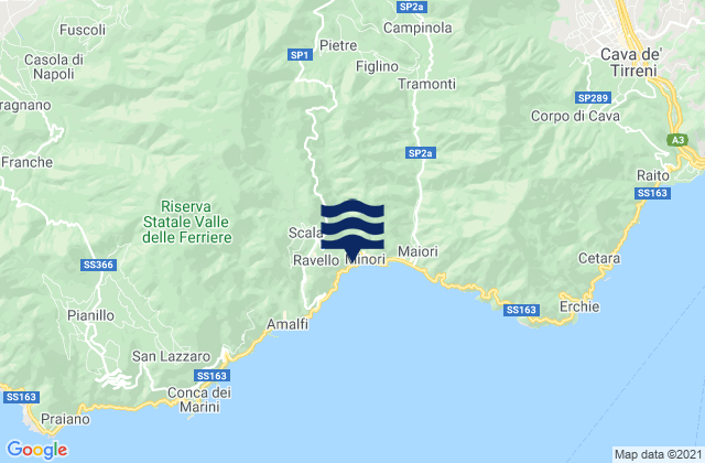 Mappa delle maree di Corbara, Italy