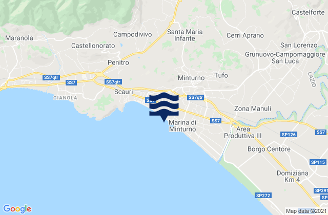 Mappa delle maree di Coreno Ausonio, Italy