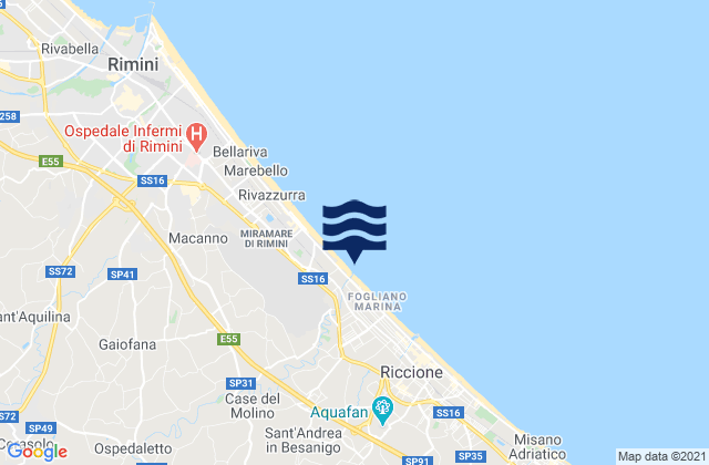 Mappa delle maree di Coriano, Italy