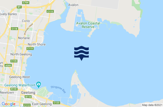Mappa delle maree di Corio Bay, Australia