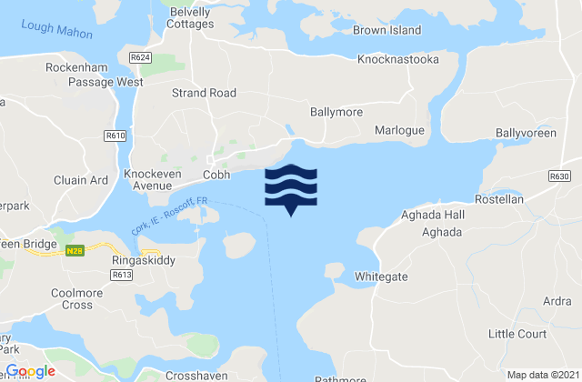 Mappa delle maree di Cork Harbour, Ireland