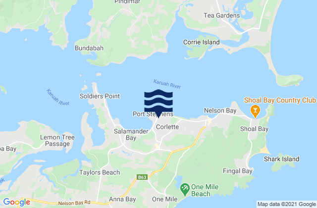 Mappa delle maree di Corlette, Australia