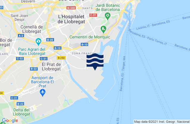 Mappa delle maree di Cornellà de Llobregat, Spain