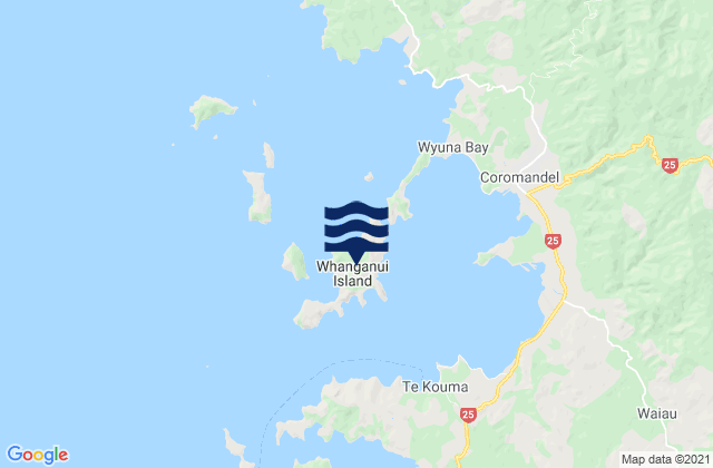 Mappa delle maree di Coromandel Harbour - Whanganui Island, New Zealand