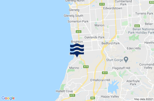 Mappa delle maree di Coromandel Valley, Australia