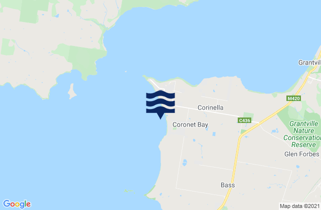 Mappa delle maree di Coronet Bay, Australia