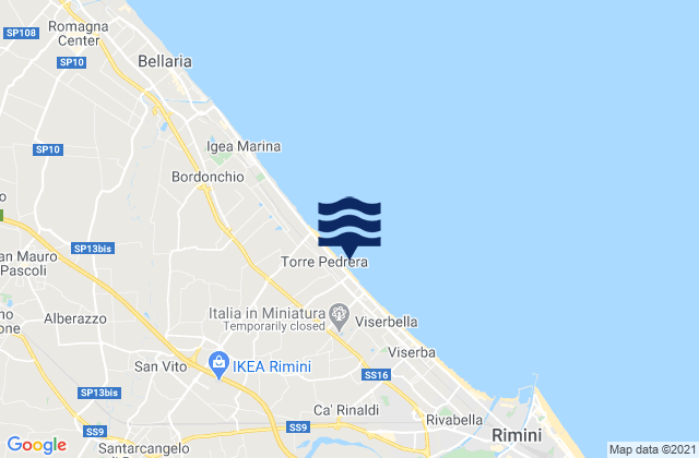 Mappa delle maree di Corpolò, Italy