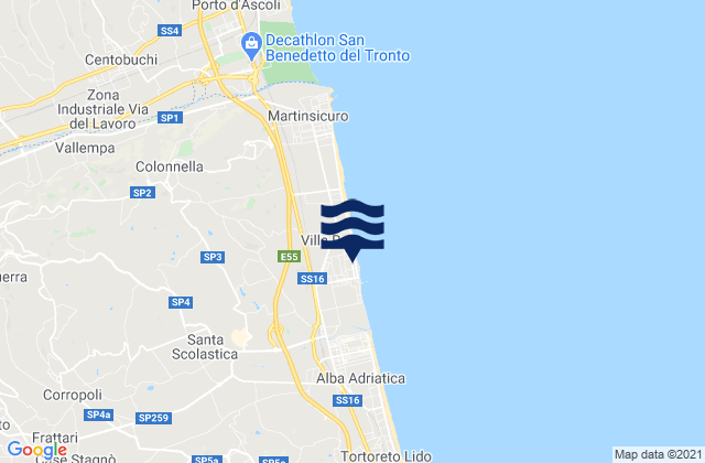 Mappa delle maree di Corropoli, Italy