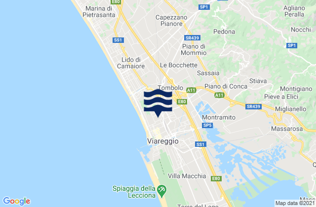 Mappa delle maree di Corsanico-Bargecchia, Italy