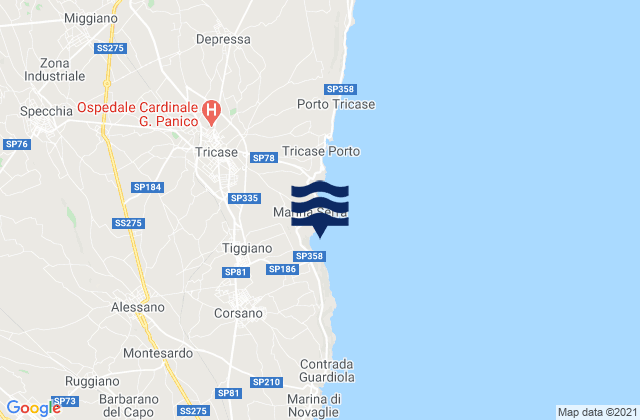 Mappa delle maree di Corsano, Italy