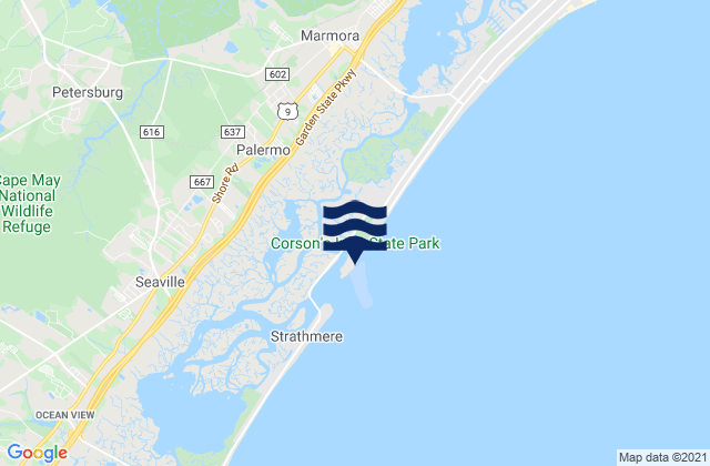 Mappa delle maree di Corsons Inlet State Park (Strathmere), United States