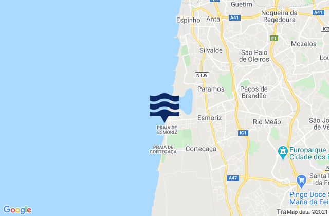Mappa delle maree di Cortegaça, Portugal