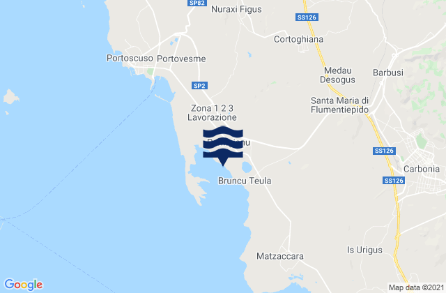 Mappa delle maree di Cortoghiana, Italy