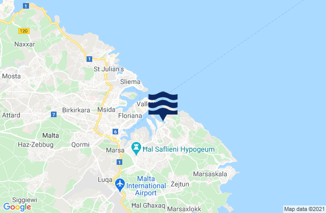 Mappa delle maree di Cospicua, Malta