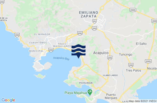 Mappa delle maree di Costa Azul, Mexico