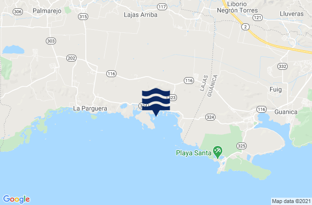 Mappa delle maree di Costa Barrio, Puerto Rico