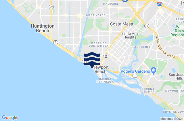 Mappa delle maree di Costa Mesa, United States
