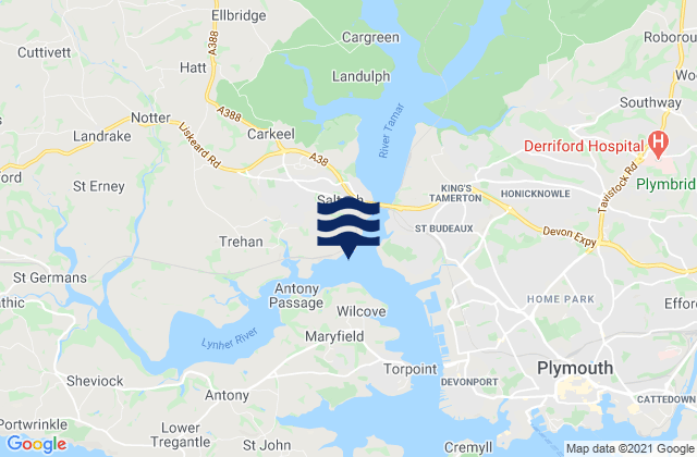 Mappa delle maree di Cotehele Quay, United Kingdom