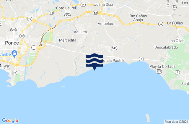 Mappa delle maree di Coto Laurel, Puerto Rico