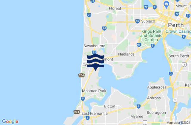 Mappa delle maree di Cottesloe, Australia