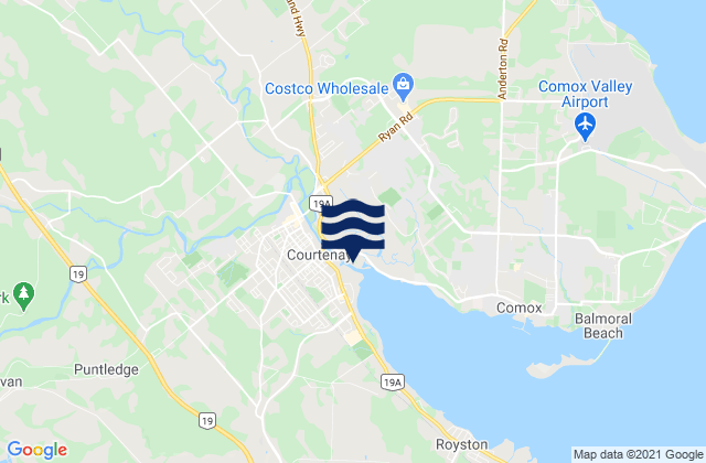 Mappa delle maree di Courtenay, Canada