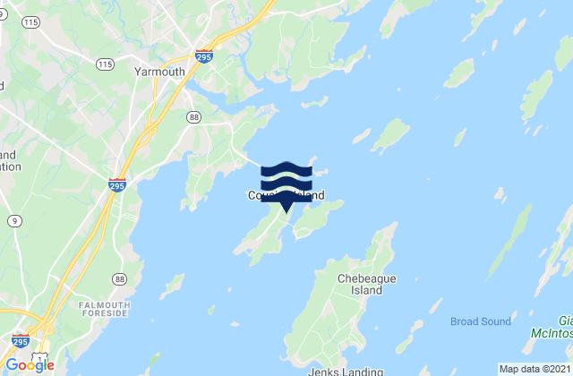 Mappa delle maree di Cousins Island, United States