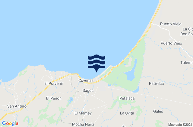 Mappa delle maree di Coveñas, Colombia